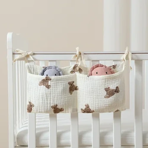 Mála Diaper Taobh Leapa Nua Cartún gleoite Mála Stórála Diaper Indiúscartha Leanbh Mála láimhe Buachaillí Cailíní Buidéal Crib Babaí Mála Crochta Tralaí