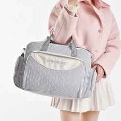 Modesch a multifunktionell Mammebeutel mat enger Schëller, Nähbroderien, grousser Kapazitéit Crossbody Mammebeutel, Hand-ofgehalen Windel