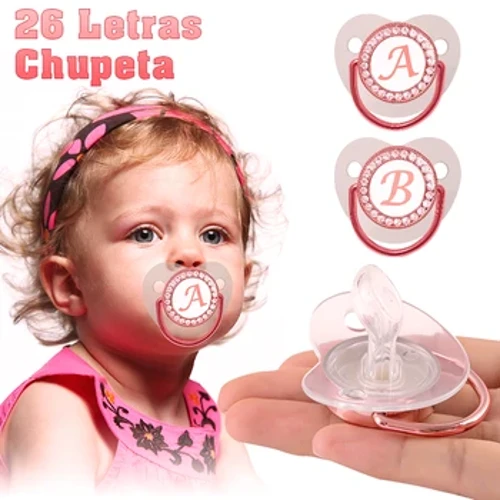 I-Pacifier Yezinhlamvu Ezingu-26 I-Baby Initial Pacifier I-Rose Gold Alfabhethi Yezinhlamvu Zengane Ye-Silicone Nesipho Sesesekeli Sekhava Yesithombe Sothuli