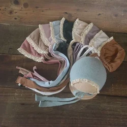 Knitting Baby Hat Adjustable Lace Boy Girl Beanie Cap for 0-2 Months Newborn Photography Props Bonnet Photo Accessories