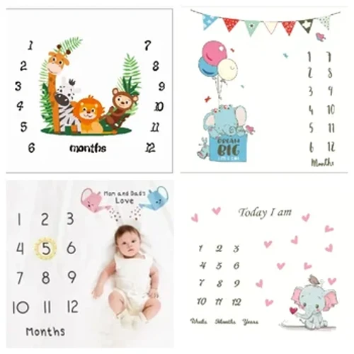 Blancedi Cefndir Chwarae Mat Calendr Bachgen Merch Ffotograffiaeth Newydd-anedig Propiau Cloth Llun Affeithwyr Baby Carreg Filltir Photo Props