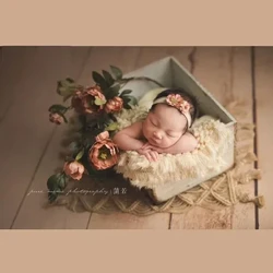 Tapis tissés doux faits à la main avec des glands, accessoires Flokati, accessoires de prise de vue Photo pour nouveau-nés