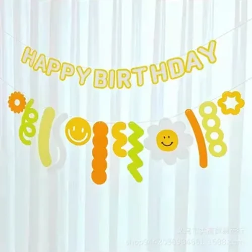 Happy Birthday Decoration Photography Accessories Hanging Ornament Growth Commemorative Tapestry Birthday Born Baby MileStones
