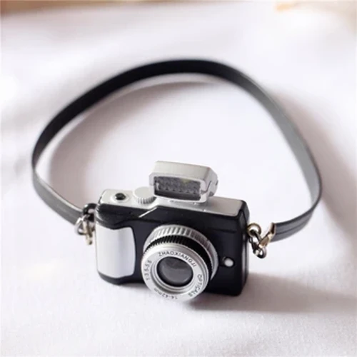 Sơ Sinh Đạo Cụ Chụp Ảnh Búp Bê Mini Camera 1/12 Nhà Búp Bê Thu Nhỏ Vintage Retro Camera Đồ Chơi Bé Phụ Kiện