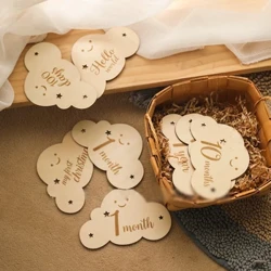 8pcs/set Wood Pepe Milestone Cards Matagofie Ao Shape Milestone Fa'amanatuga Fa'amanatu masina Pepe Fa'ato'a Fanau Mea Mea