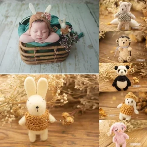 Sơ sinh Đạo Cụ Chụp Ảnh Phụ Kiện Phông Nền Động Vật Đồ Chơi Cho Bé Len Mohair Trẻ Sơ Sinh Búp Bê Sư Tử Gấu Bunny Panda Phòng Thu Đạo Cụ