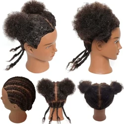 Testa di manichino afro 100% capelli veri Traininghead Testa per lo styling Treccia per capelli Testa per bambole per esercitarsi con treccine e trecce 6 pollici