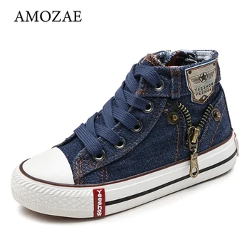 2024 Gwanwyn a Hydref Esgidiau Plentyn Uchaf Uchel Newydd Sneakers Esgidiau Babanod Bach Esgidiau Cynfas Cowboi Smotyn