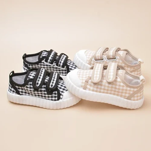 Bechgyn a Merched Plaid Canvas Esgidiau Plant Gwadnau Meddal Isel Achlysurol ar gyfer Sneakers Plant Bach ED7017