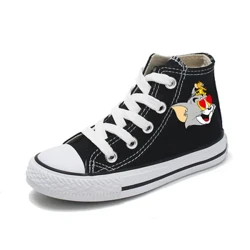 Canvas Tom Jerry Cartoon kawaii Barnesko Jente Gutter Barn Sportsko Uformelle joggesko Barn Print Motesko Gutter Tennis