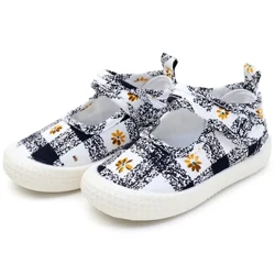 Sepatu Kanvas Anak Perempuan Kecil Sepatu TK Anak-anak Sepatu Bunga Cetak Bunga Manis Fashion Anti-selip Anak Sneakers 2024 Anyar