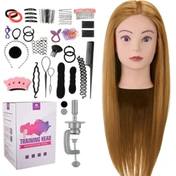 Đầu Manocanh Với 80% Ral Tóc 26 Inch Kiểu Tóc Búp Bê Huấn Luyện Đầu Tóc Vàng Vàng Làm Tóc Kiểu Tóc Tạo Kiểu Chân Máy Mini