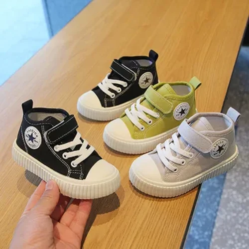Nā kāmaʻa canvas kiʻekiʻe kiʻekiʻe no nā keiki kāne Sneakers ʻoluʻolu ʻoluʻolu ʻoluʻolu i nā kāmaʻa kaikamahine no nā keiki hāmeʻa ʻano pēpē pēpē pēpē pēpē pēpē.