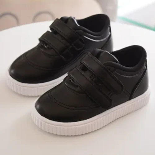 Esgidiau Chwaraeon Gwrthlithro Plant Lliw Solid Gwaelod Meddal Esgidiau Plant Bechgyn Merched Merched Lledr Sneakers Uchaf Esgidiau Fflat Sengl Babanod