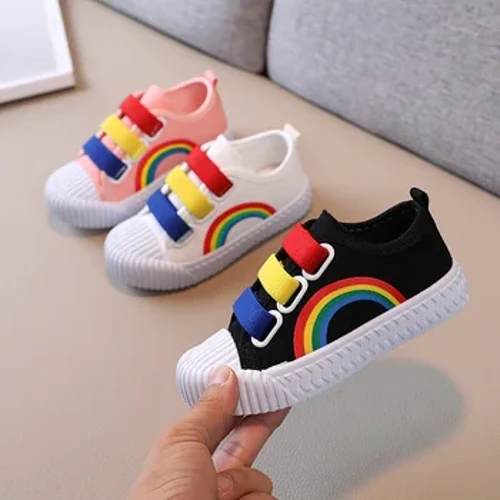 Sepatu Kasual Musim Gugur Sepatu Kanvas Sepatu Anak Perempuan Sepatu Pelangi kanggo Anak-anak Bocah-bocah wadon Sepatu Papan Anak Laki-laki Sneakers Soft Sole Anak Sepatu tênis