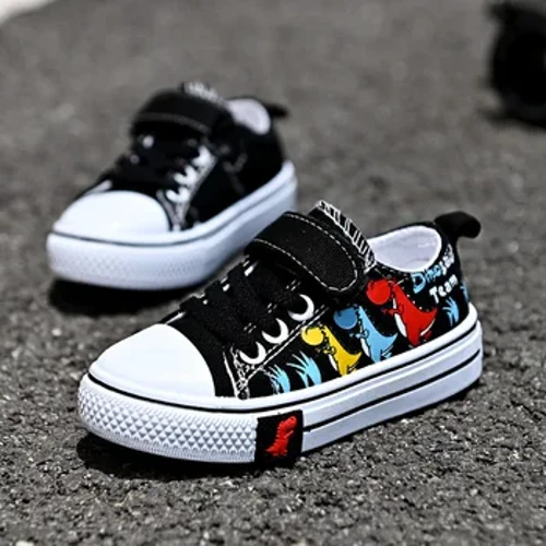 Watoto Viatu vya Katuni za turubai kwa Wavulana Wasichana Kawaida Viatu vya Juu vya Chini Spring Viatu Vinavyopumulika Visivyoteleza Viatu vya Mitindo vya Watoto Sneakers