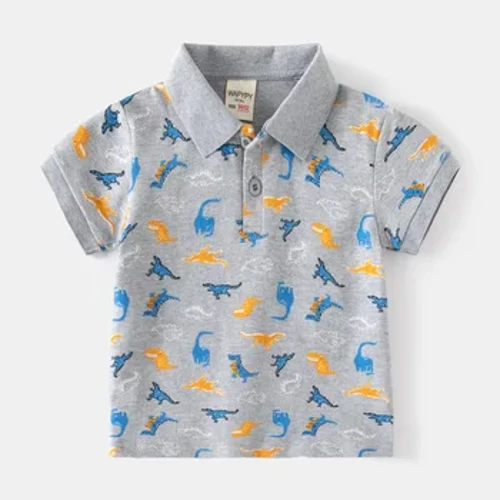 Chất Liệu Vải Thoáng Khí Bé Trai Khủng Long POLO T Áo Sơ Mi Ngắn Tay Mùa Hè Hình Động Vật Hoạt Hình Áo Thun Polo Bé Trai Áo Trẻ Em Tee Cho 1 Đến 7 Tuổi
