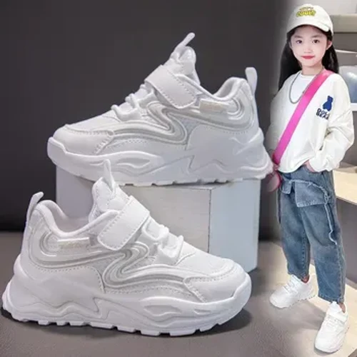 Sepatu Kanvas Modis Wanita Modis Musim Semi/Musim Gugur Anti-slip Sepatu Olahraga Anak-anak Sol Lembut Kanggo Bocah-bocah wadon Gedhe Tengah