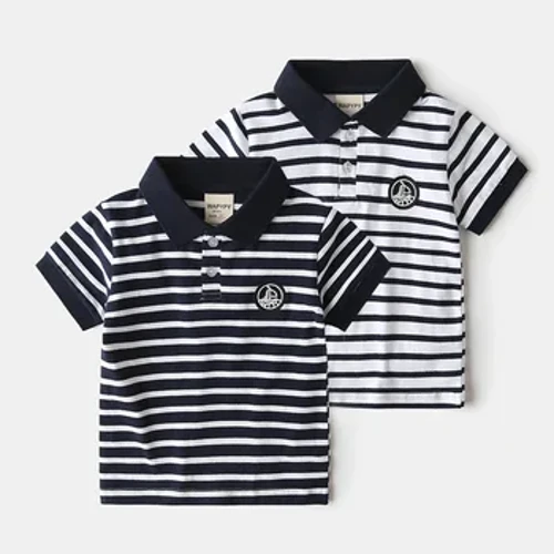Mga Striped na Tshirt na Polo ng mga Bata Cotton Toddler Kids Tees Mga Damit na Pambata sa Tag-init