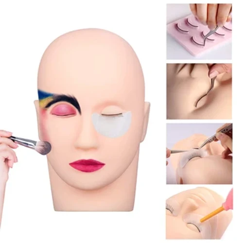 Soft Rubber Massage Eyelash Training Head Eyelash Extension Cosmetology Mannequin Doll Face Head For Makeup Practice Model