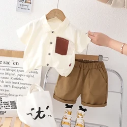Bộ quần áo mùa hè cho bé trai 0-5 tuổi Bộ quần áo mùa hè bằng vải cotton Áo polo + quần short Bộ đồ 2 món Trang phục cho bé Trang phục trẻ em Bộ đồ thể thao cho trẻ sơ sinh