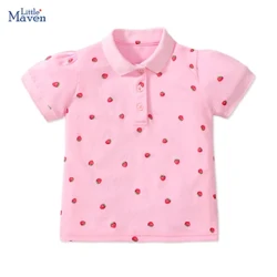 I-maven encane yango-2024 Izingubo Zezingane Zasehlobo Zezingane Zamantombazane Ama-Polo T Shirts Ikhathuni I-Strawberry Yezingubo Zezingane Zikakotini Izigqoko Eziphezulu