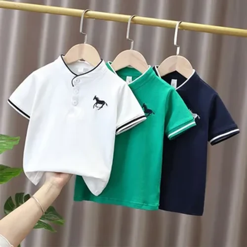 Thời Trang Trẻ Em Bé Trai Áo Sơ Mi Polo Cổ Áo Đứng Thể Thao Trẻ Em Bé Trai Mùa Hè Áo Mềm Mại Thoáng Khí Cotton Quần Áo Trẻ Em Tập Đi 7-12y