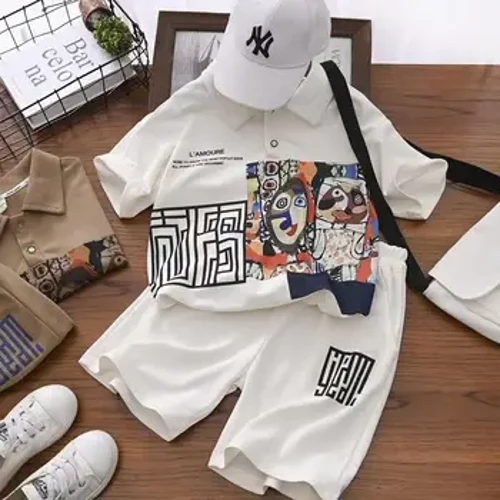 Izingubo Zomfana Zasehlobo Intombazane Yengane Ibhele Ibhele Le Polo Shirts Izikhindi Ezimfushane Ilebula Yemikhono Emfisha Phezulu Naphansi Isethi Izingcezu Ezi-2