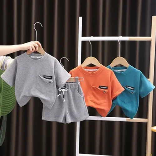 Sommar Baby Barnkläder Set Småbarn Pojkar Pikétröja med bomullsärm + shorts 2st Barn Fritidskläder Kläder