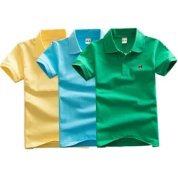 Bērnu polo T-krekls Vasaras Zēnu T-krekli ar īsām piedurknēm Bērnu Apģērbi Mode Tīņi Elastīgi Sporta Apģērbi Zēns Meitene Karikatūra Kokvilnas Topi