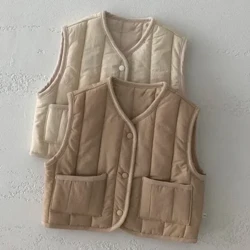 Ekwindla Izingane Zasebusika Izingane Abafana Amantombazane Afudumele Ama-Waistcoats Kakotini-Padded Vest