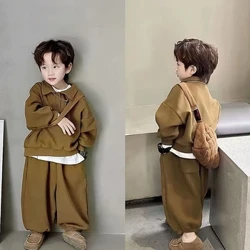 Siwt Gaeaf Corea i Ferched Ffasiwn Crys Polo Plush+Pants Waffl Set Dau Darn yr Hydref Set Dillad Brig a Gwaelod Merched