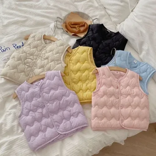 Musim Gugur Musim Dingin Anak-anak Anak Laki-laki Anak Perempuan Rompi Hangat Padat Katun Berlapis Rompi Bayi 1-6Y Anak-anak Menebal Pakaian Luar Hangat untuk Anak-anak