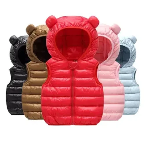 Novo bebê meninos meninas quente colete outono inverno algodão com orelhas crianças outerwear roupas com capuz jaqueta coletes