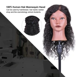 Mannekenghode 100% ekte frisøropplæringshode med stativ dukke Kosmetikkdukkehode for flettestyling