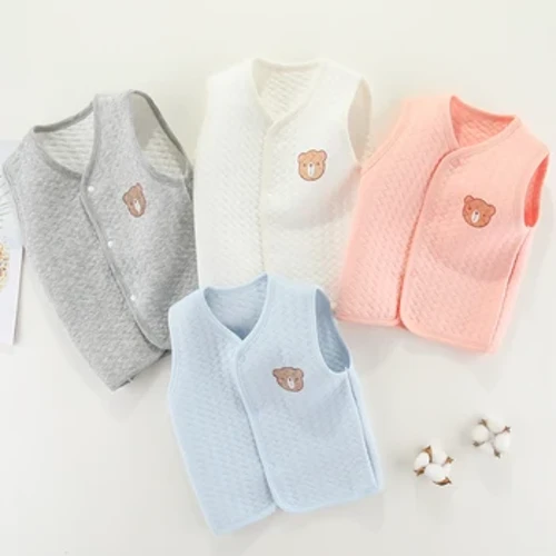 Katun Bayi Rompi Musim Gugur dan Musim Dingin Gadis Rompi Jaket Rompi Anak Lembut Hangat Kartun Pakaian Anak 0-24 Bulan
