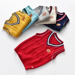 Seragam Sekolah Musim Gugur Rompi Anak Sweater Anak Rajutan Pullover Pakaian Luar Mantel untuk Remaja Laki-laki Anak Perempuan 2-6 Tahun Atasan Rompi