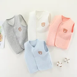Quần Áo Của Bé Hoạt Hình Dễ Thương In Hình Gấu Áo Vest Cotton Cho Bé Gái Bé Trai Thu Đông Ấm Áp Trẻ Em Không Tay Áo Ghi Lê