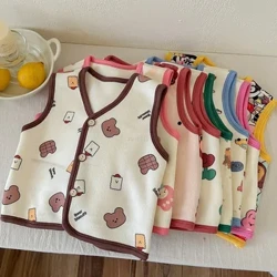 I-1-6Yrs Yezingane I-Velvet Vest Esacathula Intombazane Efudumele Ethambile Yasebusika Ijakhethi Lekwindla Elingenamikhono Lezingane Ingubo Yangaphandle Yekhathuni Yasentwasahlobo