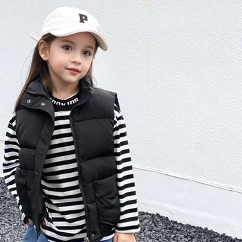 Musim Dingin Anak Laki-laki Perempuan Rompi Mantel Anak Tanpa Lengan Jaket Saku Besar Rompi Pakaian Luar Menebal Berdiri Kerah Pakaian Bayi A774