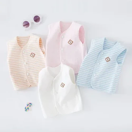 Rompi Bayi Musim Semi dan Musim Gugur Tipis Katun Gadis Sayang Pinggang Neonatal Perawatan Perut Jaket Kuda Laki-laki Rompi Anak