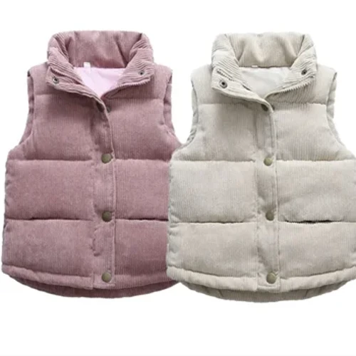 Gilet caldo autunno inverno per bambini Giacca casual tinta unita per ragazzi Gilet di velluto a coste ispessito con colletto semplice alla moda 3-8 anni