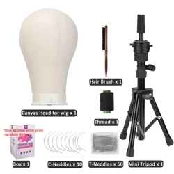 Wig Training Mannequin Head, Canvas Block Head, Wig Display, Styling Head, Wig Holder Stand para sa Paggawa ng Wig gamit ang Mini Tripod, 22