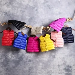 Trẻ Em Áo Vest Cho Bé Trai Chắc Chắn Cổ Tròn Mềm Mại Ấm Xuống Áo Vest Bé Gái Không Tay Trẻ Em Mùa Đông Áo Trẻ Em Quần Áo Mùa Đông Áo Vest