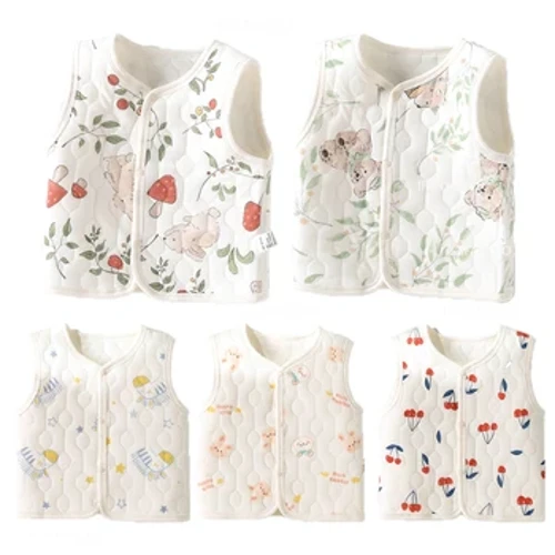 Tautotogo Pepe Fa'ato'a Fanau Mai Ataata E leai se lima o'ofu Autumn Winter Tama Teine Pepe Mama Cotton Warm Waistcoats Savili Tamaiti La'ei