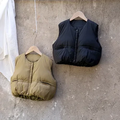 2023 Vinter Barn Vest Vester Korea Dunvest for barn Tykket frakk Jakke Gutter Jenter Utendørs Varm Vest 1-5 år