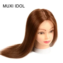 Mannequin Head 100% Gruagaire Gruaige Daonna Ceann Traenála Cosmaideolaíochta Is Féidir é a Dhathú agus a thuartha mar Phrintíseach Gruagaireachta