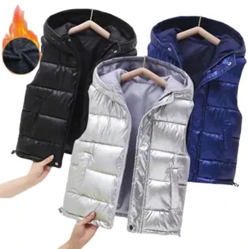 I-Vest Yezingane Yabafana Amantombazane Agqoke I-hood Outerwear Izingane ze-Velvet Coat Elingenamikhono Phansi Ijakhethi Entsha Ijakhethi Elingangeni Manzi Ebusika