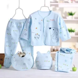 Set Pakaian Bayi Katun Bayi Laki-laki Pakaian Bayi Celana Dalam untuk Anak Perempuan Cetak Bayi Baru Lahir Bayi Perempuan Setelan Lima Potong