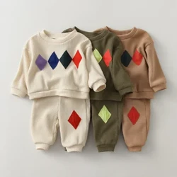 Mùa Xuân Bộ Quần Áo Bé Trai Bộ 2 Chiếc Áo Len Cotton + Quần Cho Bé 0-5Yrs Trẻ Em Trẻ Em Trang Phục Tập Đi Cho Bé Gái quần Áo Bé Trai Bộ